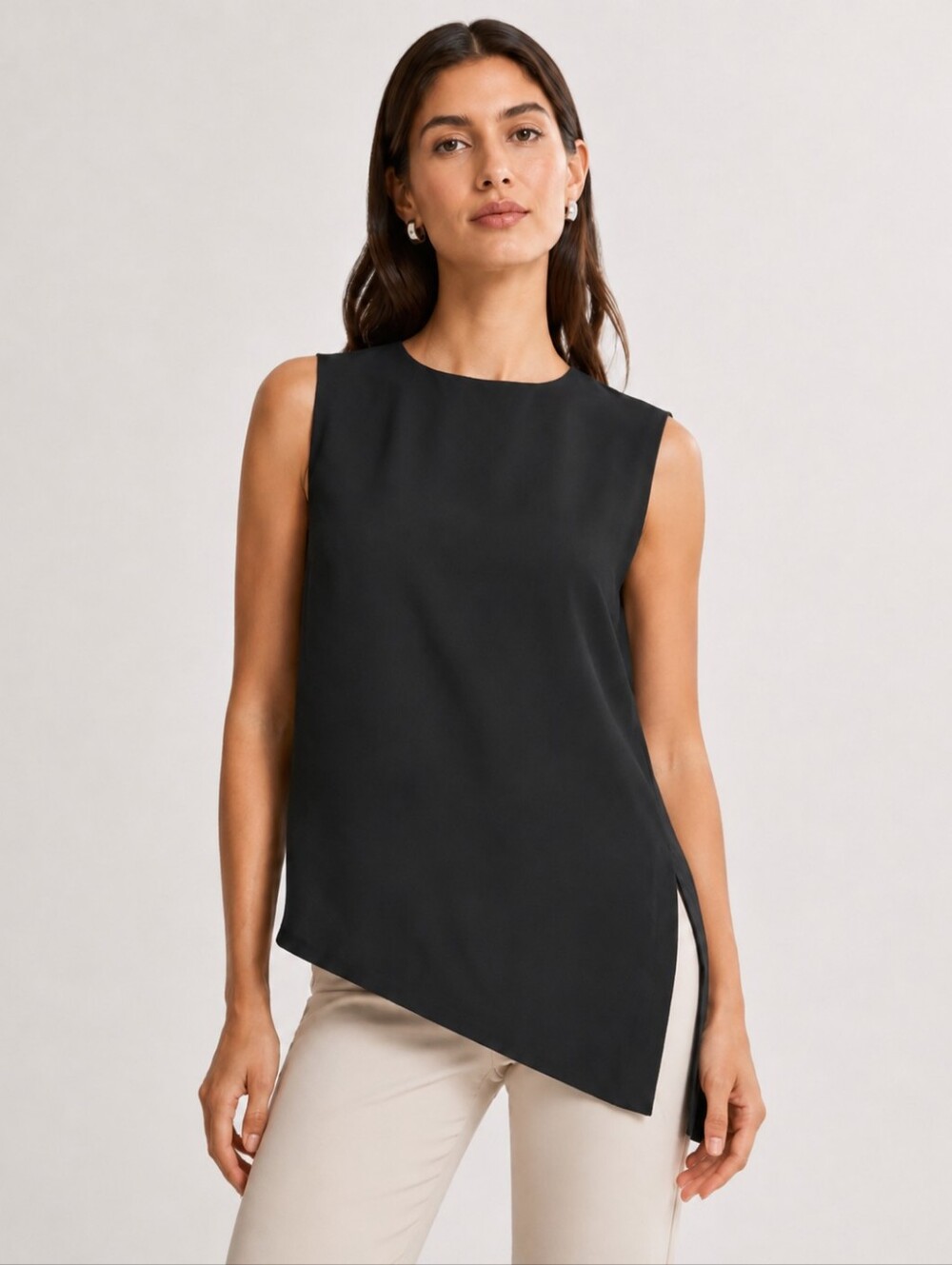 Aritzia Babaton Women’s Black Sleeveless Asymmetrical Blouse Top Size XXS